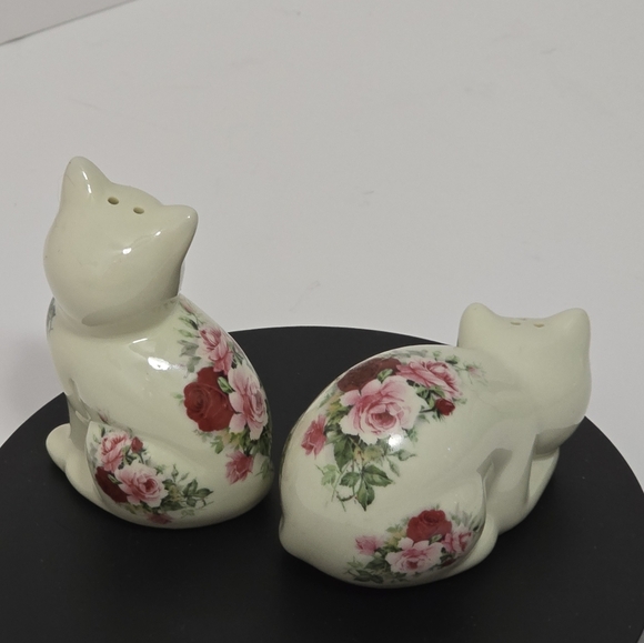 Baum bro formalities cat floral salt & pepper shaker set vintage - Picture 6 of 8